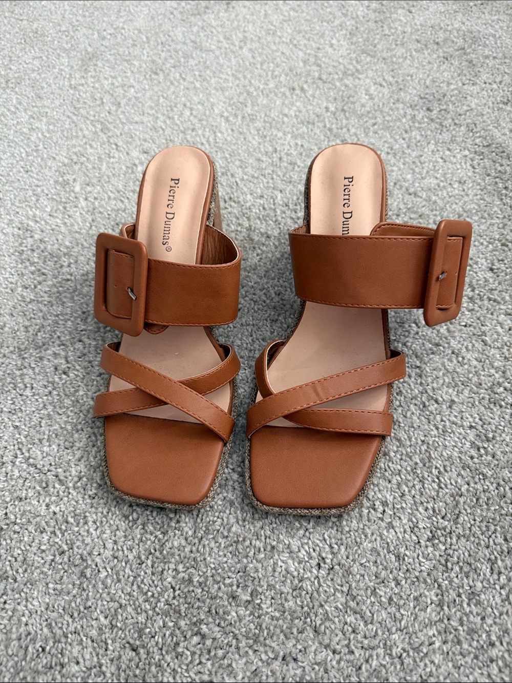 Pierre Dumas Tan Strappy Slide Sandals